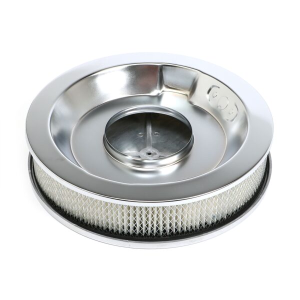 TRANS-DAPT PERFORMANCE PRODUCTS ROUND AIR CLEANER SET PINSTRIPE (BALL-MILLING); 14 IN. DIAMETER, 3 IN. TALL- ALUMINUM