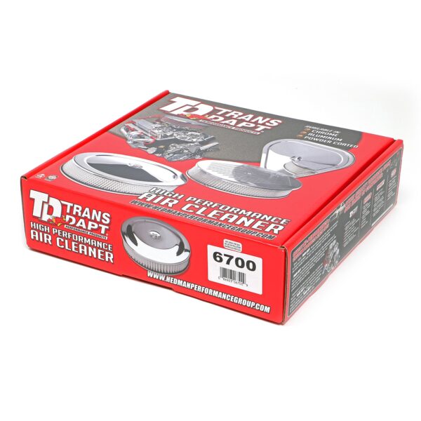 TRANS-DAPT PERFORMANCE PRODUCTS ROUND AIR CLEANER SET PINSTRIPE (BALL-MILLING); 14 IN. DIAMETER, 3 IN. TALL- ALUMINUM