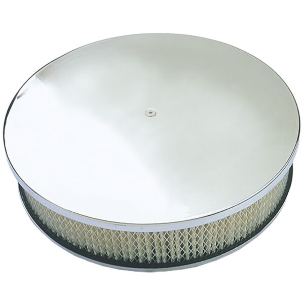 TRANS-DAPT PERFORMANCE PRODUCTS ROUND AIR CLEANER SET PLAIN (BALL-MILLING); 14 IN. DIAMETER, 3 IN. TALL- ALUMINUM