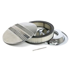 TRANS-DAPT PERFORMANCE PRODUCTS FINNED ALUMINUM ROUND AIR CLEANER SET; 3 IN. TALL, 14 IN. DIAMETER, 5-1/8 IN. NECK