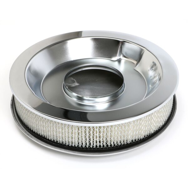 TRANS-DAPT PERFORMANCE PRODUCTS FINNED ALUMINUM ROUND AIR CLEANER SET; 3 IN. TALL, 14 IN. DIAMETER, 5-1/8 IN. NECK