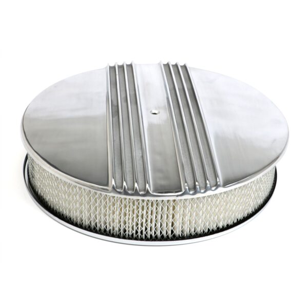 TRANS-DAPT PERFORMANCE PRODUCTS FINNED ALUMINUM ROUND AIR CLEANER SET; 3 IN. TALL, 14 IN. DIAMETER, 5-1/8 IN. NECK