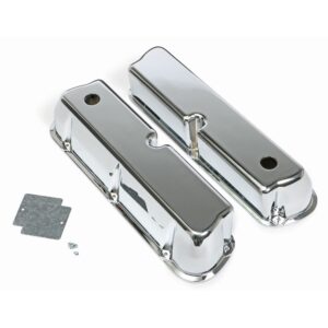 TRANS-DAPT PERFORMANCE PRODUCTS TALL VALVE COVERS; SB FORD; PLAIN TOP; POLISHED & CHROMED ALUMINUM- WITH HOLES