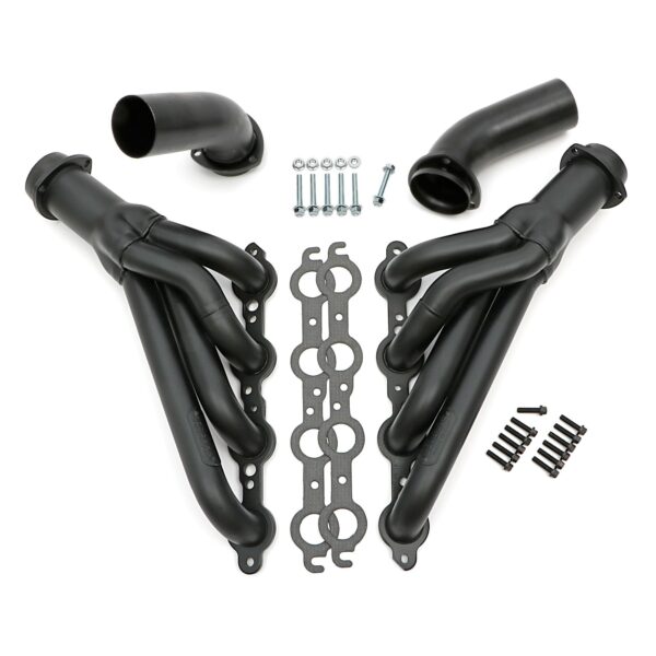 HEDMAN HEDDERS HEDMAN HEADERS 1968-72 CHEVELLE/EL CAMINO (AND RELATED A-BODIES) LS SWAP HEADERS; AUTO TRANSMISSION; 1-3/4 IN. MID-LENGTH TUBE; 3 IN. BALL/SOCKET COLLECTOR- BLACK MAXX CERAMIC COATED