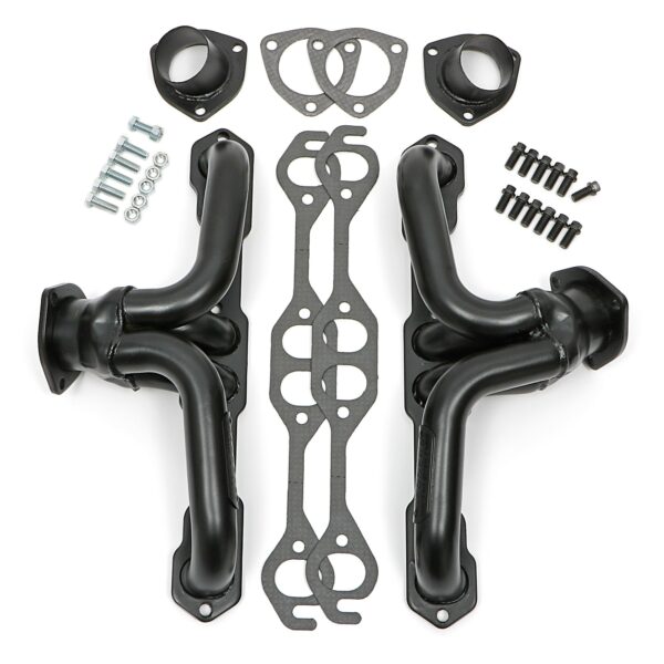 HEDMAN HEDDERS BLOCK HUGGER HEADERS (SUPER SHORTY); CHEVY SB 283-400; 1-1/2 IN. TUBES; UNCOATED