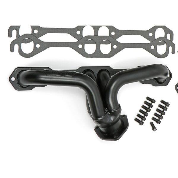 HEDMAN HEDDERS BLOCK HUGGER HEADERS (SUPER SHORTY); CHEVY SB 283-400; 1-1/2 IN. TUBES; UNCOATED