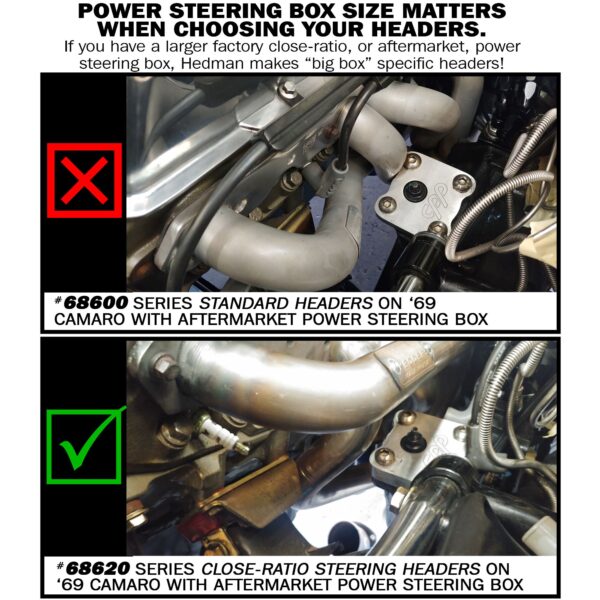HEDMAN HEDDERS EARLY SB CAMARO/CHEVELLE SHORTIES; CLOSE RATIO STEERING- BLACK MAXX