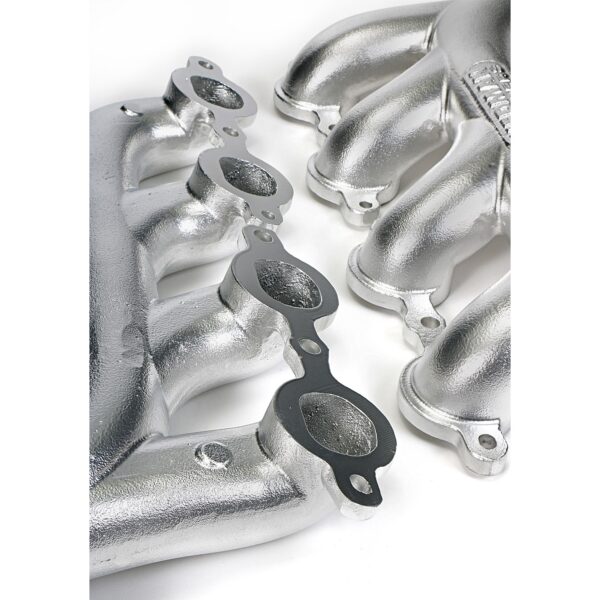 DISCONTINUED-HEDMAN HEDDERS LS ENGINE SWAP CAST EXHAUST MANIFOLDS; MATTE SILVER CERAMIC COATED