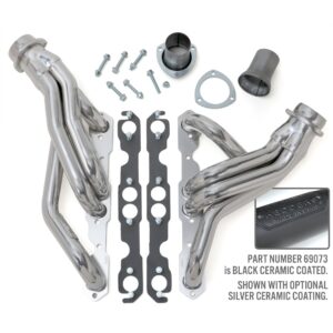 HEDMAN HEDDERS 1967-74 CHEVY/GMC 4WD PICKUP, SUBURBAN, K5 BLAZER/JIMMY WITH SB CHEVY; STANDARD-DUTY MILD STEEL, 1-5/8 IN. TUBE DIAMETER, MID-LENGTH DESIGN HEADERS WITH BLACK-MAXX BLACK CERAMIC FINISH; 3 IN. BALL/SOCKET COLLECTOR