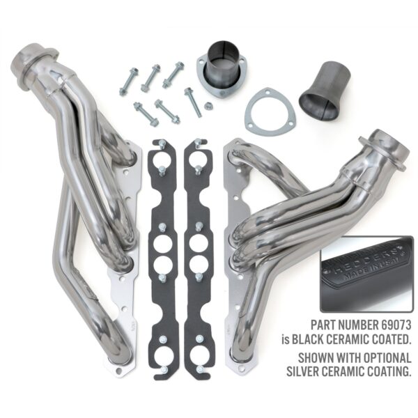HEDMAN HEDDERS 1967-74 CHEVY/GMC 4WD PICKUP, SUBURBAN, K5 BLAZER/JIMMY WITH SB CHEVY; STANDARD-DUTY MILD STEEL, 1-5/8 IN. TUBE DIAMETER, MID-LENGTH DESIGN HEADERS WITH BLACK-MAXX BLACK CERAMIC FINISH; 3 IN. BALL/SOCKET COLLECTOR