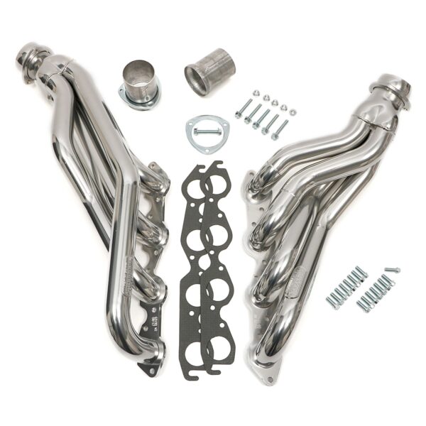HEDMAN HEDDERS 67-87 C10/C20 TRUCKS AND SUVS WITH BB CHEVY; STANDARD-DUTY, HTC SILVER CERAMIC COATED HEADERS; 2 IN. TUBE DIA.; 3 IN. COLL.; MID-LENGTH DESIGN