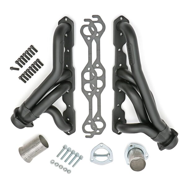 HEDMAN HEDDERS 86-95 WRANGLER 265-400; 1-1/2 IN. TUBE DIA; 2-1/2 IN. COLL; SHORTY DESIGN- BLACK MAXX