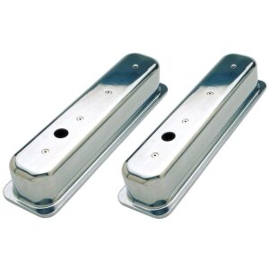 TRANS-DAPT PERFORMANCE PRODUCTS BALL-MILLED ALUMINUM VALVE COVERS; TALL; PLAIN- 1987-1999- SB CHEVROLET 5.0/5.7L