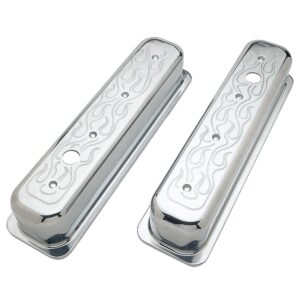 TRANS-DAPT PERFORMANCE PRODUCTS BALL-MILLED ALUMINUM VALVE COVERS; TALL; FLAMES- 1987-1999- SB CHEVROLET 5.0/5.7L