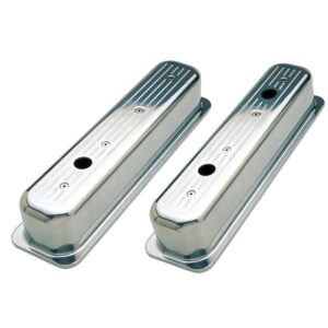 TRANS-DAPT PERFORMANCE PRODUCTS BALL-MILLED ALUMINUM VALVE COVERS; TALL; PINSTRIPES- 1987-1999- SB CHEVROLET 5.0/5.7L
