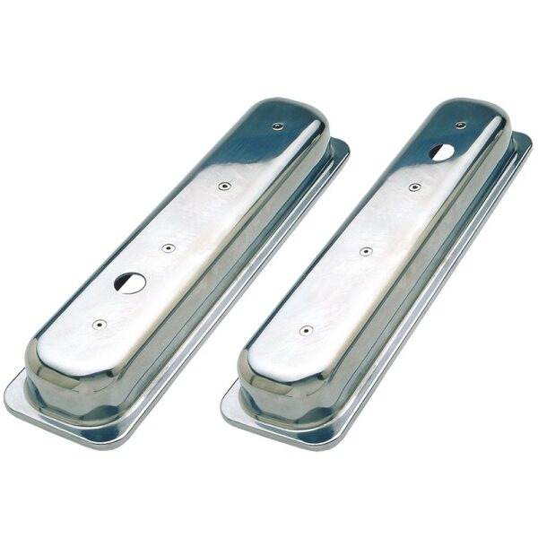 TRANS-DAPT PERFORMANCE PRODUCTS BALL-MILLED ALUMINUM VALVE COVERS; SHORT; PLAIN- 1987-1999- SB CHEVROLET 5.0/5.7L