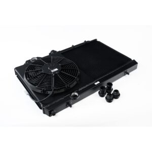 Mitsubishi Evo 4/5/6/7/8/9 Full Size Slim Radiator w/ 12in SPAL Fan - Black