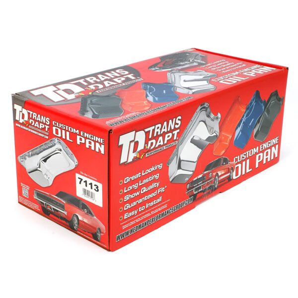 TRANS-DAPT PERFORMANCE PRODUCTS SB CHEVY ('55-79) CLAIMER OIL PAN 283-400; 8QT DRIVERS SIDE DIPSTICK- BLACK