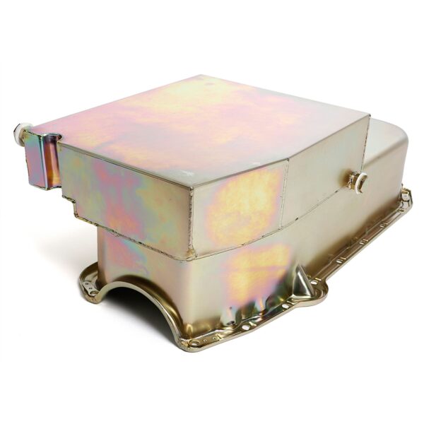 TRANS-DAPT PERFORMANCE PRODUCTS SB CHEVY 283-400 (1955-79) CLAIMER OIL PAN; 8QT; DRIVERS SIDE DIPSTICK- ZINC