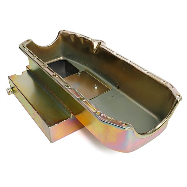 TRANS-DAPT PERFORMANCE PRODUCTS SB CHEVY 283-400 (1955-79) CLAIMER OIL PAN; 8QT; DRIVERS SIDE DIPSTICK- ZINC
