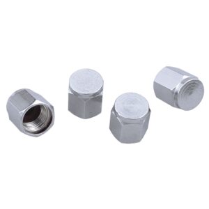 TRANS-DAPT PERFORMANCE PRODUCTS VALVE STEM CAPS; HEX SHAPE (4 PCS.)- CHROME