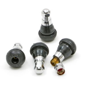 TRANS-DAPT PERFORMANCE PRODUCTS VALVE STEMS; PUSH-IN STYLE (4 PCS.)- CHROME / RUBBER