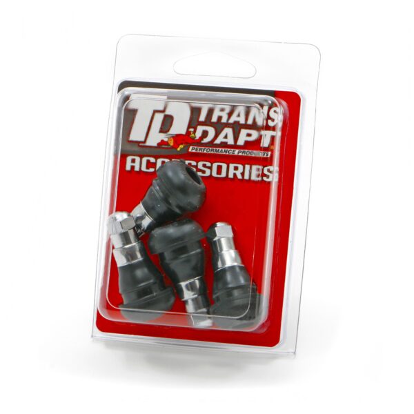 TRANS-DAPT PERFORMANCE PRODUCTS VALVE STEMS; PUSH-IN STYLE (4 PCS.)- CHROME / RUBBER