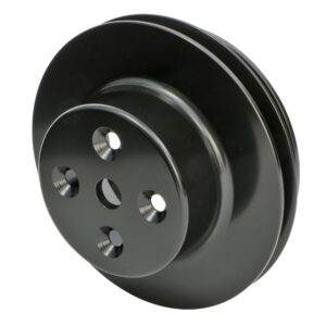 TRANS-DAPT PERFORMANCE PRODUCTS WATER PUMP PULLEY; 2 GROOVE; BB CHEVY; LONG WATER PUMP- BLACK ALUMINUM