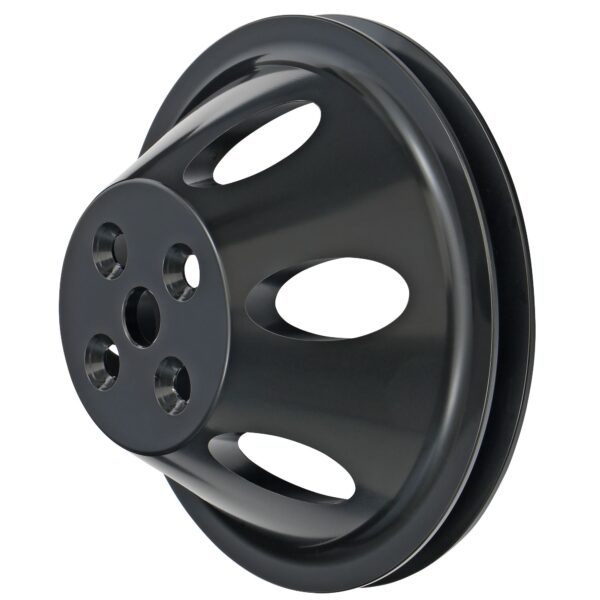 TRANS-DAPT PERFORMANCE PRODUCTS WATER PUMP PULLEY; 1 GROOVE; 1955-1968 CHEVROLET 396-454; SHORT WATER PUMP- BLACK ALUMINUM