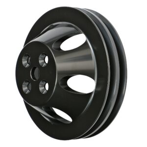 TRANS-DAPT PERFORMANCE PRODUCTS WATER PUMP PULLEY; 2 GROOVE; 1955-1968 CHEVROLET 396-454; SHORT WATER PUMP- BLACK ALUMINUM