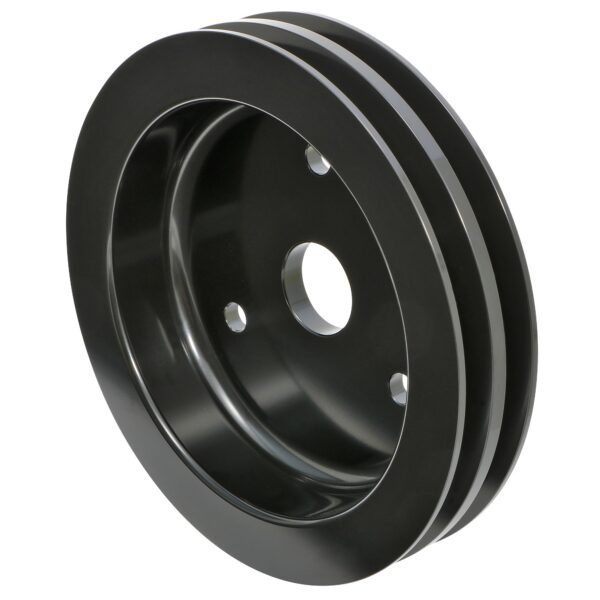 TRANS-DAPT PERFORMANCE PRODUCTS CRANKSHAFT PULLEY; 2 GROOVE; CHEVROLET 396-454; SHORT WATER PUMP- BLACK ALUMINUM