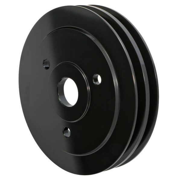 TRANS-DAPT PERFORMANCE PRODUCTS CRANKSHAFT PULLEY; 2 GROOVE; CHEVROLET 396-454; SHORT WATER PUMP- BLACK ALUMINUM
