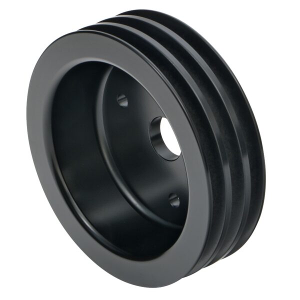TRANS-DAPT PERFORMANCE PRODUCTS CRANKSHAFT PULLEY; 3 GROOVE; CHEVROLET 396-454; SHORT WATER PUMP- BLACK ALUMINUM