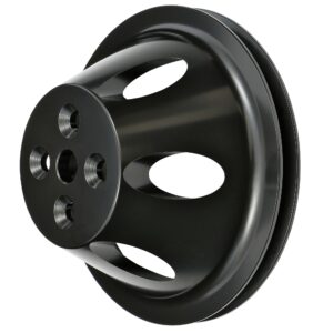 TRANS-DAPT PERFORMANCE PRODUCTS WATER PUMP PULLEY; 1 GROOVE; 1955-1968 CHEVROLET 283-350; SHORT WATER PUMP- BLACK ALUMINUM