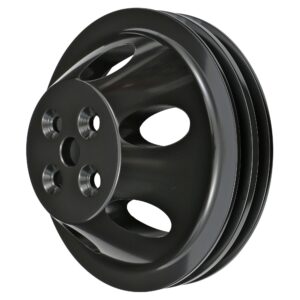 TRANS-DAPT PERFORMANCE PRODUCTS WATER PUMP PULLEY; 2 GROOVE; 1955-1968 CHEVROLET 283-350; SHORT WATER PUMP- BLACK ALUMINUM