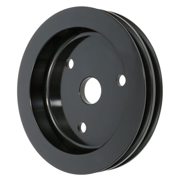 TRANS-DAPT PERFORMANCE PRODUCTS CRANKSHAFT PULLEY; 2 GROOVE; CHEVROLET 283-350; SHORT WATER PUMP- BLACK ALUMINUM