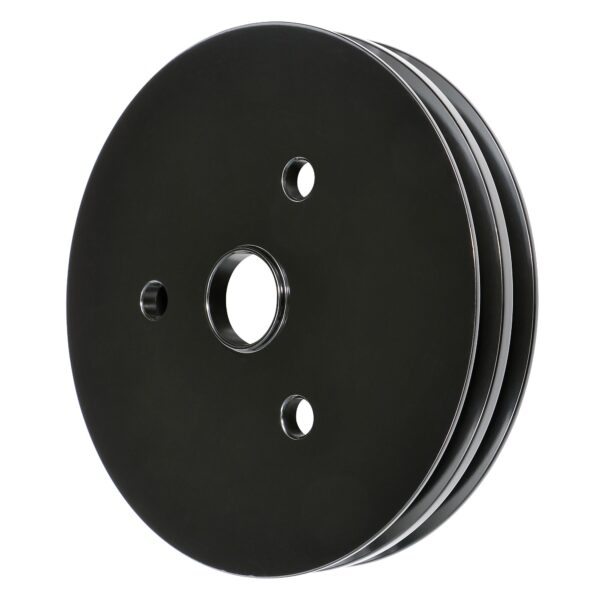 TRANS-DAPT PERFORMANCE PRODUCTS CRANKSHAFT PULLEY; 2 GROOVE; CHEVROLET 283-350; SHORT WATER PUMP- BLACK ALUMINUM