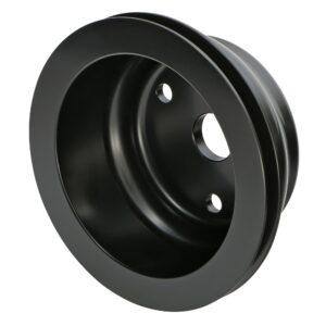 TRANS-DAPT PERFORMANCE PRODUCTS CRANKSHAFT PULLEY; 1 GROOVE; CHEVROLET 283-350; LONG WATER PUMP- BLACK ALUMINUM