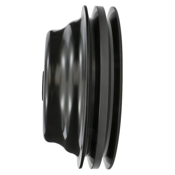 TRANS-DAPT PERFORMANCE PRODUCTS CRANKSHAFT PULLEY; 2 GROOVE; CHEVROLET 283-350; LONG WATER PUMP- BLACK ALUMINUM