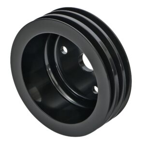 TRANS-DAPT PERFORMANCE PRODUCTS CRANKSHAFT PULLEY; 3 GROOVE; CHEVROLET 283-350; LONG WATER PUMP- BLACK ALUMINUM