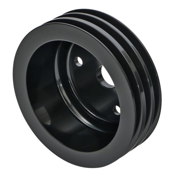 TRANS-DAPT PERFORMANCE PRODUCTS CRANKSHAFT PULLEY; 3 GROOVE; CHEVROLET 283-350; LONG WATER PUMP- BLACK ALUMINUM