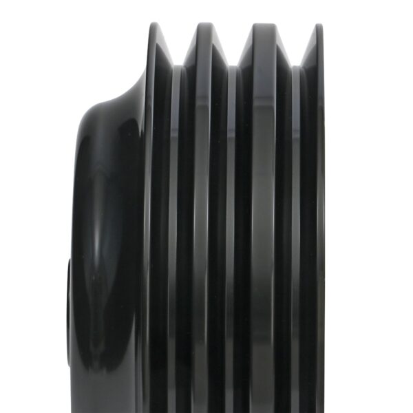 TRANS-DAPT PERFORMANCE PRODUCTS CRANKSHAFT PULLEY; 3 GROOVE; CHEVROLET 283-350; LONG WATER PUMP- BLACK ALUMINUM