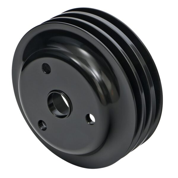 TRANS-DAPT PERFORMANCE PRODUCTS CRANKSHAFT PULLEY; 3 GROOVE; CHEVROLET 283-350; LONG WATER PUMP- BLACK ALUMINUM