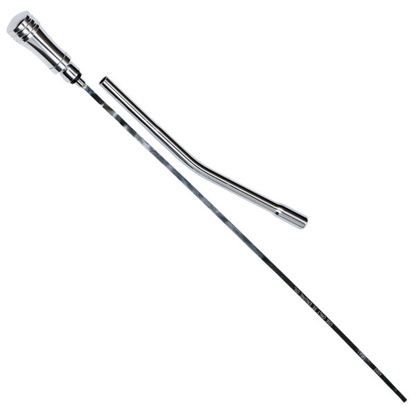 TRANS-DAPT PERFORMANCE PRODUCTS POLISHED ALUMINUM HANDLE OIL PAN DIPSTICK WITH CHROME TUBE AND 17-1/2 IN. LONG DIPSTICK- 1965-79 PONTIAC V8 (NOT 389 OR 403)