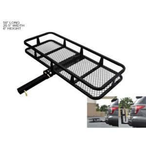 Armordillo 2in. Hitch Cargo Carrier - 500 Lbs- 20X48 Basket Style Fold Up - Black Accessories Black Trailer Hitches