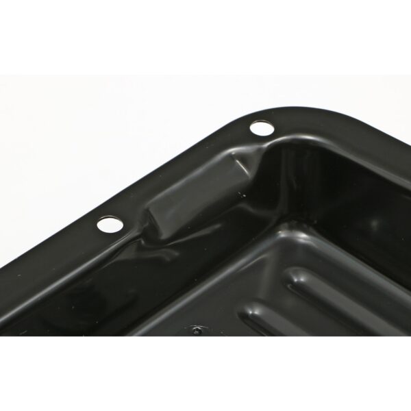 TRANS-DAPT PERFORMANCE PRODUCTS FORD C-4, BLACK STEEL TRANSMISSION PAN; STOCK CAPACITY; STOCK DEPTH; FINNED BOTTOM