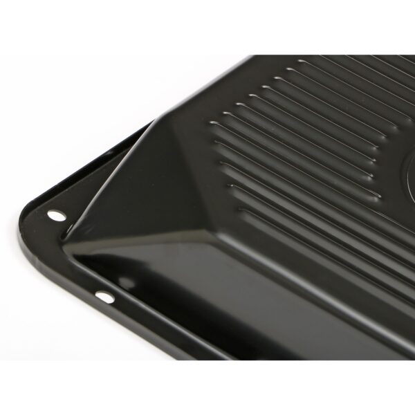 TRANS-DAPT PERFORMANCE PRODUCTS FORD C-6, BLACK STEEL TRANSMISSION PAN; STOCK CAPACITY; STOCK DEPTH; FINNED BOTTOM