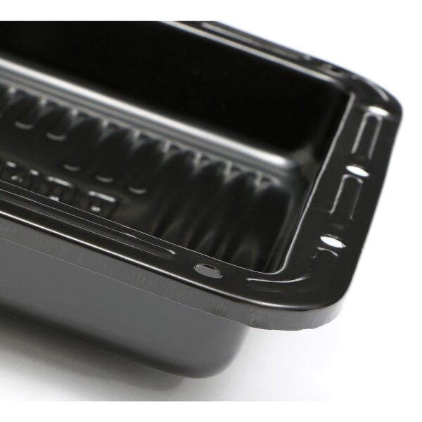 TRANS-DAPT PERFORMANCE PRODUCTS TH350, BLACK STEEL TRANSMISSION PAN; STOCK CAPACITY; STOCK DEPTH; FINNED BOTTOM