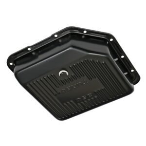 TRANS-DAPT PERFORMANCE PRODUCTS TH350, BLACK STEEL TRANSMISSION PAN; EXTRA CAPACITY (2 QTS OVER STOCK); 3-1/2 IN. DEPTH; FINNED BOTTOM