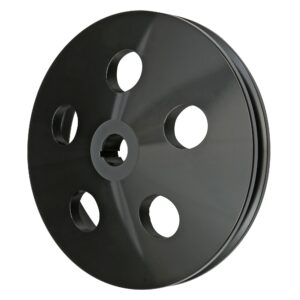 TRANS-DAPT PERFORMANCE PRODUCTS POWER STEERING PULLEY; FITS 1967-84 GM POWER STEERING PUMPS; SINGLE V-GROOVE; 5/8 IN. SHAFT WITH KEYWAY- BLACK ALUMINUM